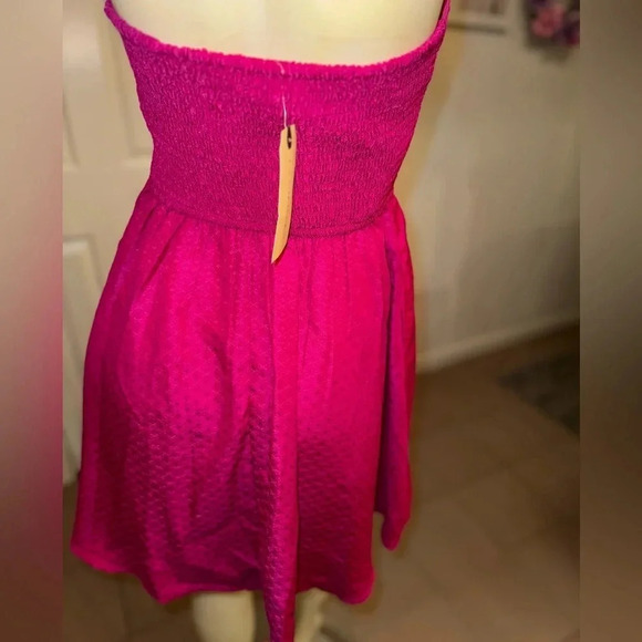 - HOT PINK BAND OF THE FREE MINI CORSET TOP STRAPLESS DRESS WITH POCKETS MEDIUM - Picture 5 of 16